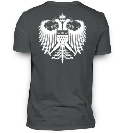 Massivgraues Shirt mit weißem Kölner Wappen auf Rückseite