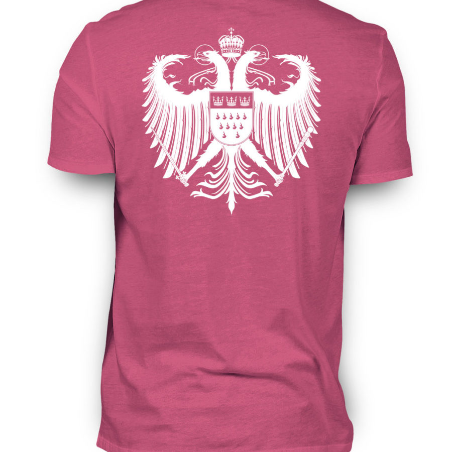 Pinkes Shirt mit weißem Kölner Wappen auf Rückseite