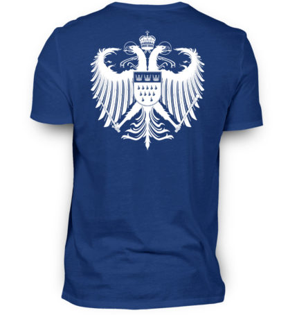 Dunkel-Royal-blaues Shirt mit weißem Kölner Wappen auf Rückseite
