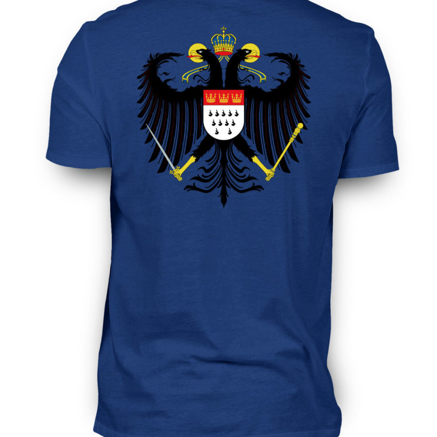 Dunkel-Royal-blaues Shirt mit Kölner Wappen auf Rückseite