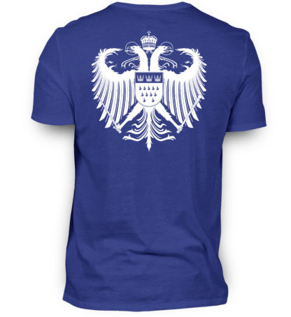 Royal-blaues Shirt mit weißem Kölner Wappen auf Rückseite