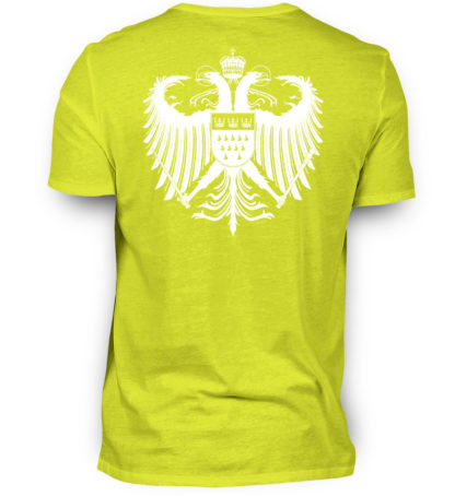 Sauer-gelbes Shirt mit weißem Kölner Wappen auf Rückseite
