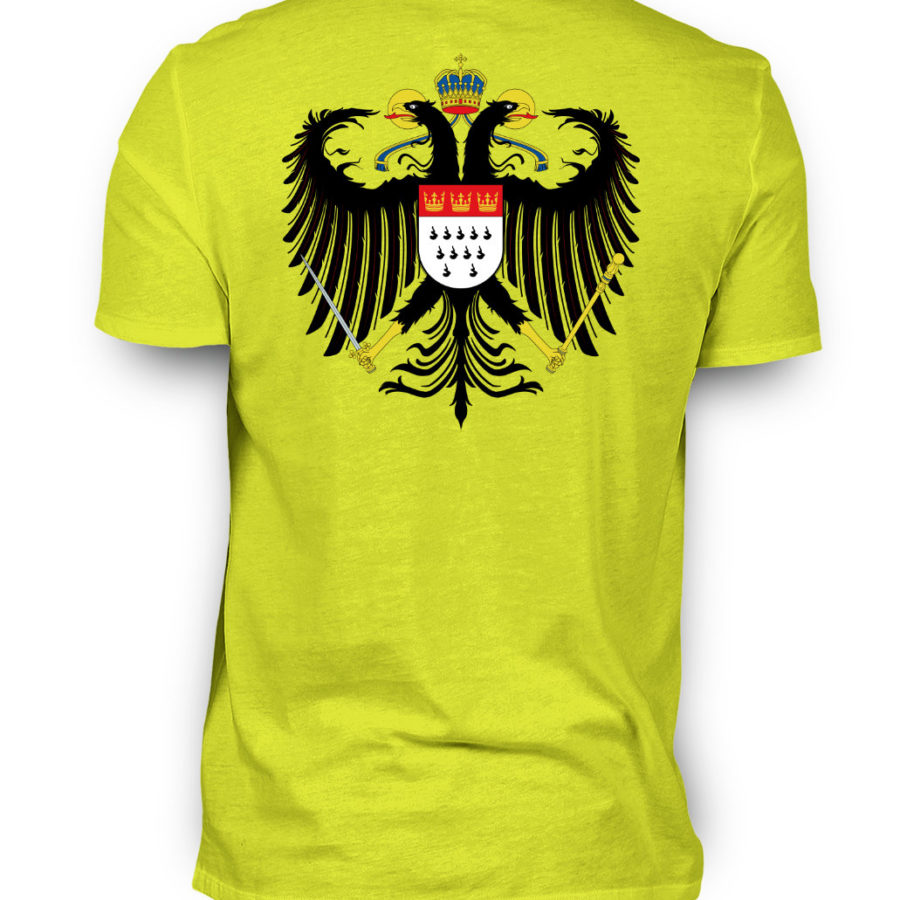 Sauer-gelbes Shirt mit Kölner Wappen auf Rückseite