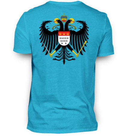 Turquoises Shirt mit Kölner Wappen auf Rückseite