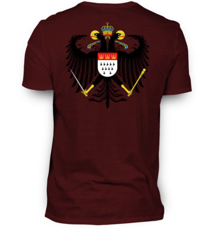 Weinrotes Shirt mit Kölner Wappen auf Rückseite