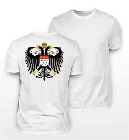 Weißes T-Shirt mit Kölner Wappen auf Rückseite