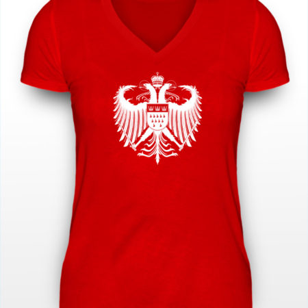 Kölner Wappen mit Adler in Weiß auf Damen T-Shirt - V-Ausschnitt