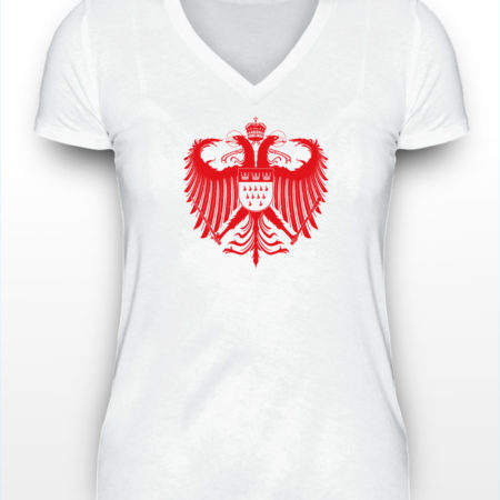 Kölner Wappen mit Adler in Rot auf weißem Damen T-Shirt - V-Ausschnitt