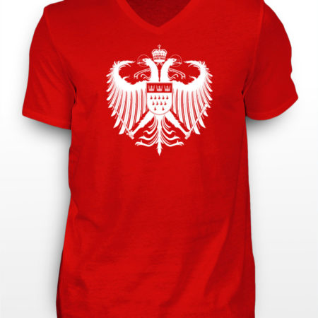 Kölner Wappen mit Adler in Weiß auf Herren T-Shirt - V-Ausschnitt
