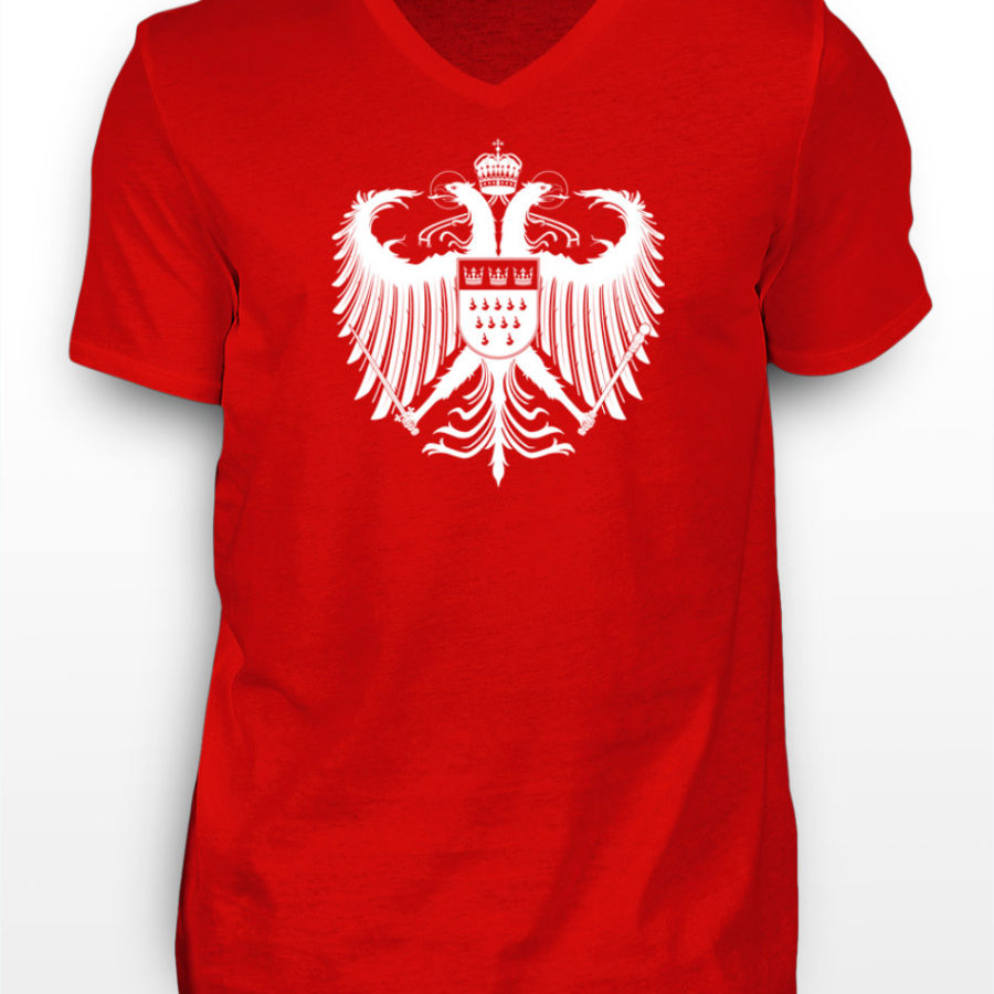 Kölner Wappen mit Adler in Weiß auf Herren T-Shirt - V-Ausschnitt