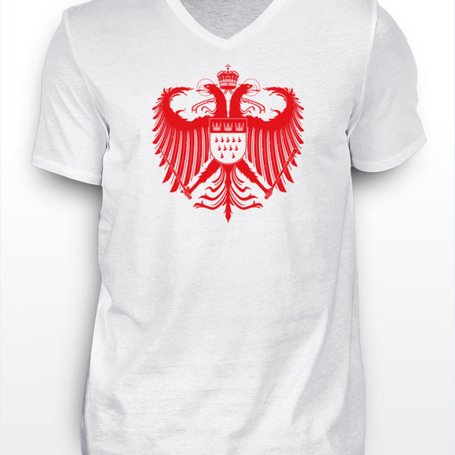 Kölner Wappen mit Adler in Rot auf Herren T-Shirt - V-Ausschnitt