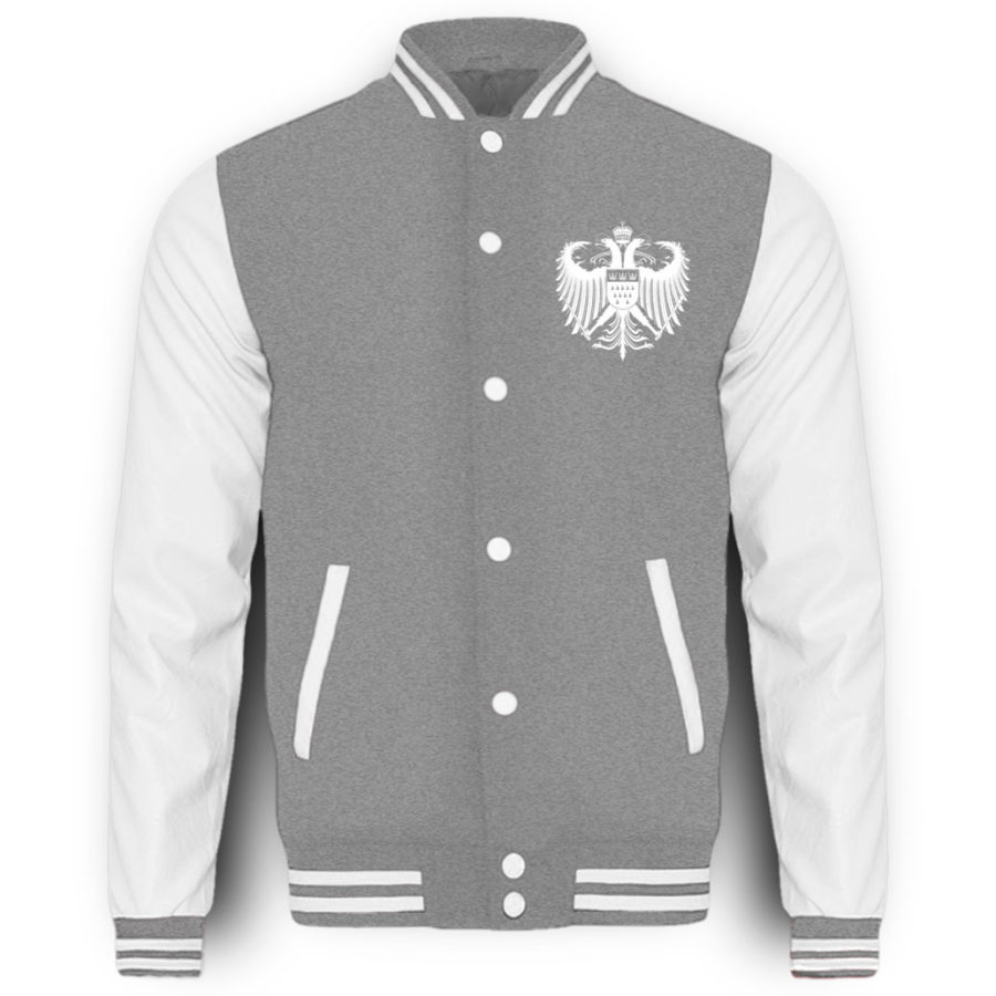 Kölner Wappen mit Adler in Weiß auf College-Sweatjacke (Brust) – Bild 3