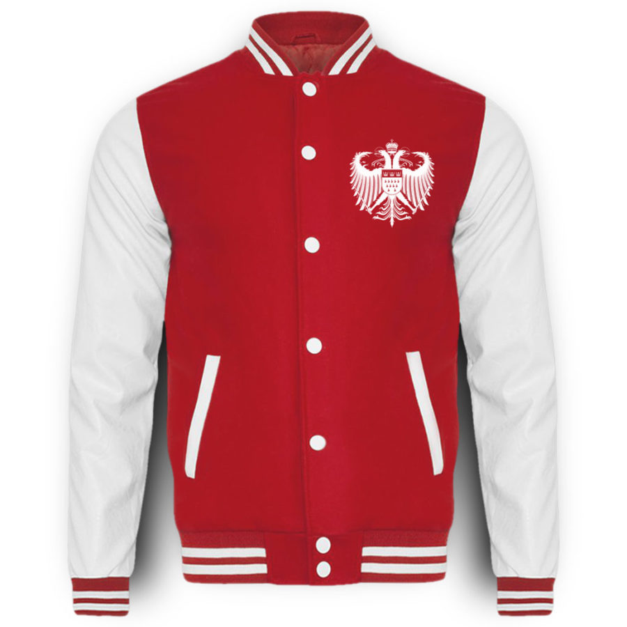 Kölner Wappen mit Adler in Weiß auf College-Sweatjacke (Brust) – Bild 2