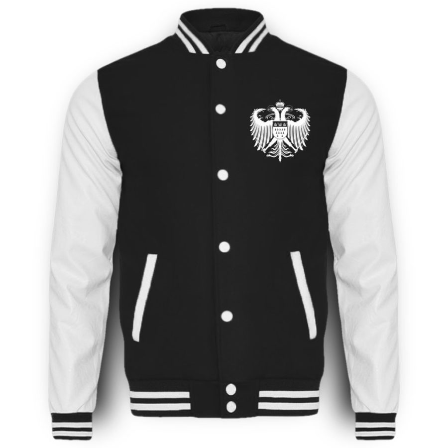 Kölner Wappen mit Adler in Weiß auf College-Sweatjacke (Brust) – Bild 4
