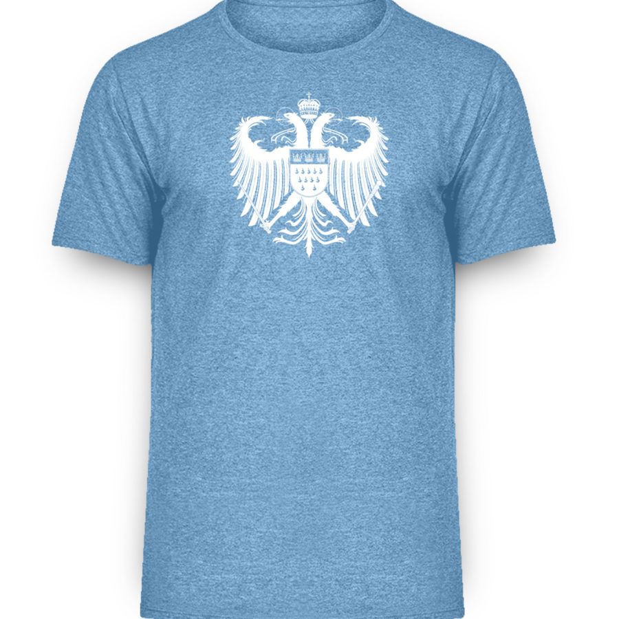 Kölner Wappen mit Adler in Weiß auf Herren Melange Shirt – Bild 6