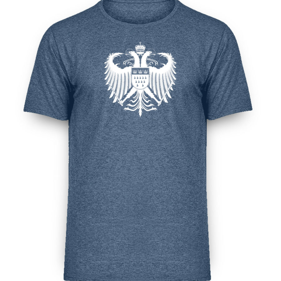 Kölner Wappen mit Adler in Weiß auf Herren Melange Shirt – Bild 5