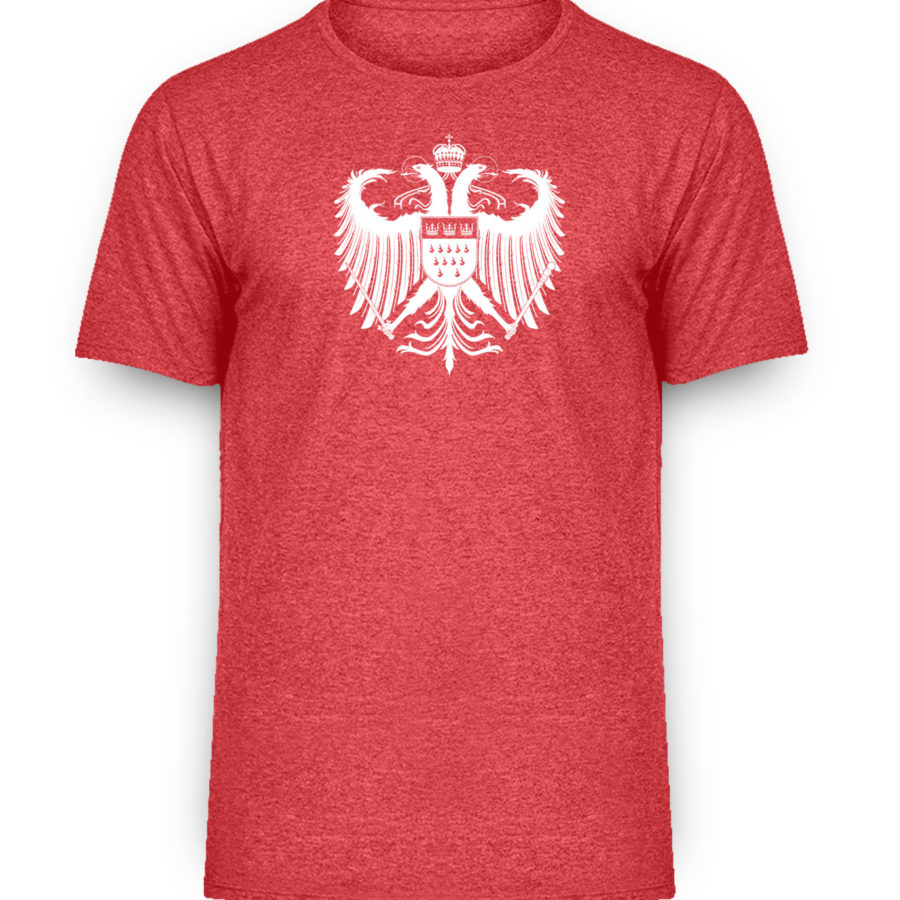 Kölner Wappen mit Adler in Weiß auf Herren Melange Shirt