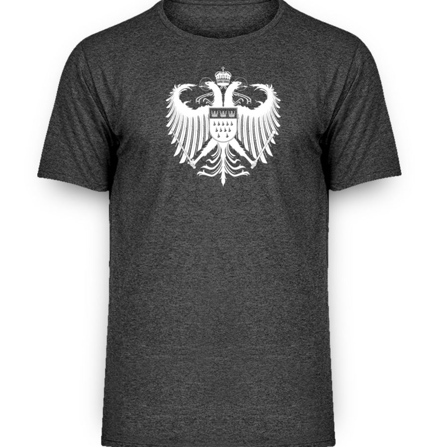 Kölner Wappen mit Adler in Weiß auf Herren Melange Shirt – Bild 4
