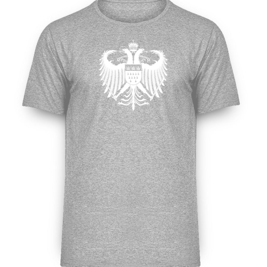 Kölner Wappen mit Adler in Weiß auf Herren Melange Shirt – Bild 3