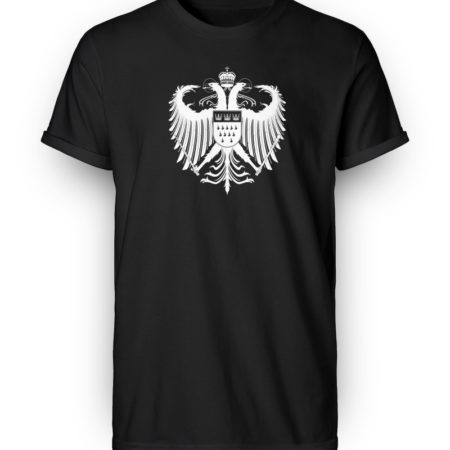 Kölner Wappen mit Adler in Weiß auf schwarzem Herren RollUp Shirt