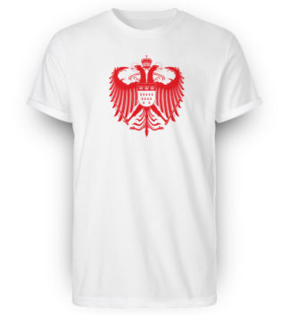 Kölner Wappen mit Adler in Rot auf weißem Herren RollUp Shirt