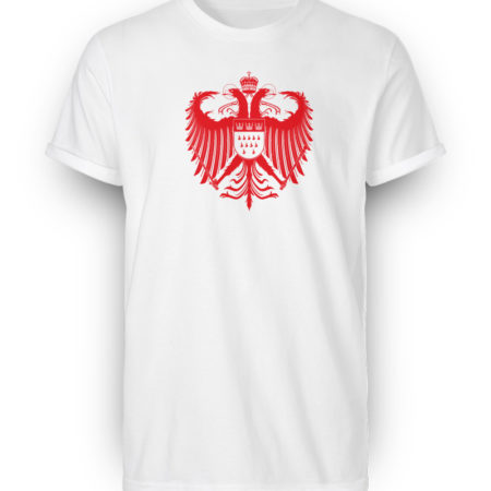 Kölner Wappen mit Adler in Rot auf weißem Herren RollUp Shirt