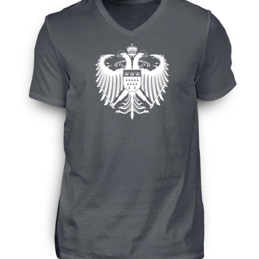 Kölner Wappen mit Adler in Weiß auf Herren T-Shirt - V-Ausschnitt – Bild 3