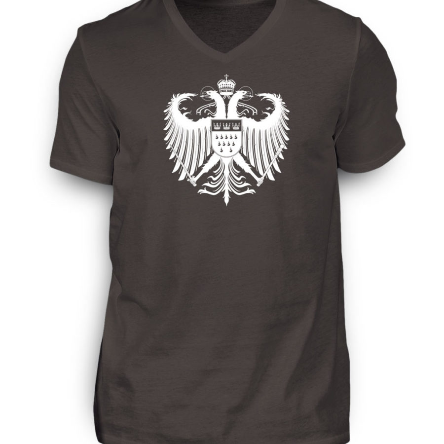 Kölner Wappen mit Adler in Weiß auf Herren T-Shirt - V-Ausschnitt – Bild 4