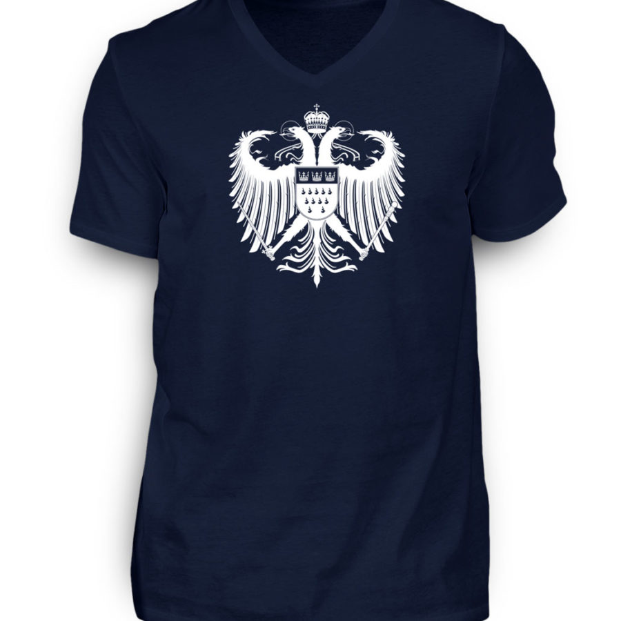 Kölner Wappen mit Adler in Weiß auf Herren T-Shirt - V-Ausschnitt – Bild 6