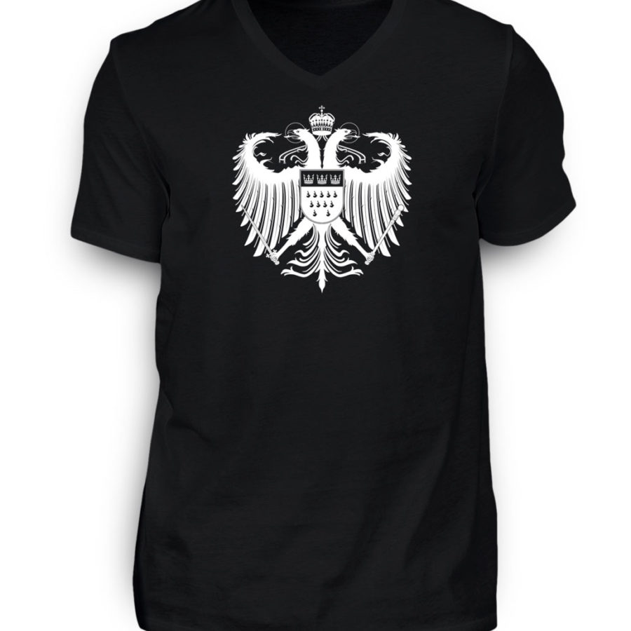 Kölner Wappen mit Adler in Weiß auf Herren T-Shirt - V-Ausschnitt – Bild 5